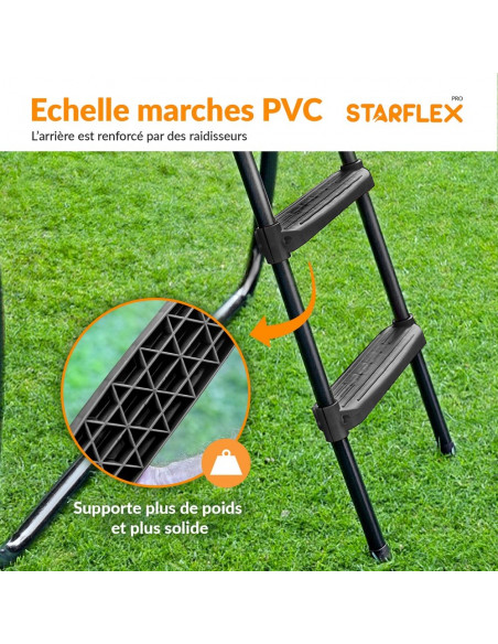 Echelle universelle pour trampoline (Marches PVC larges - Hauteur variable 65~100cm )