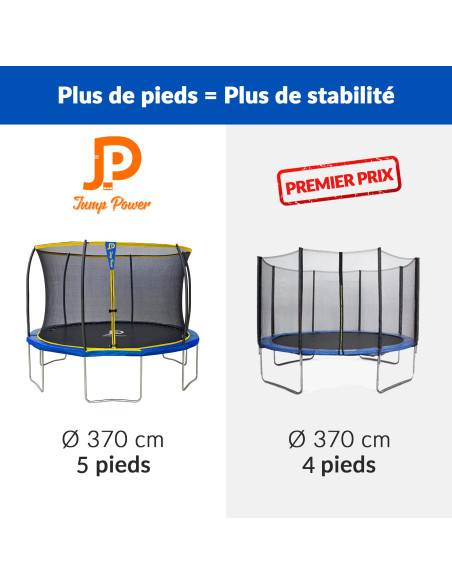 Pack Aventure Trampoline Jump Power Ø 370 cm + Tente Cabane Tigloo Ø 370 cm