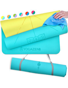 YOGAZEN Tapis de Yoga Réversible en TPE Bio +30% Epais et Large | Antidérapant | Lignes Corporelles Laser Double Faces