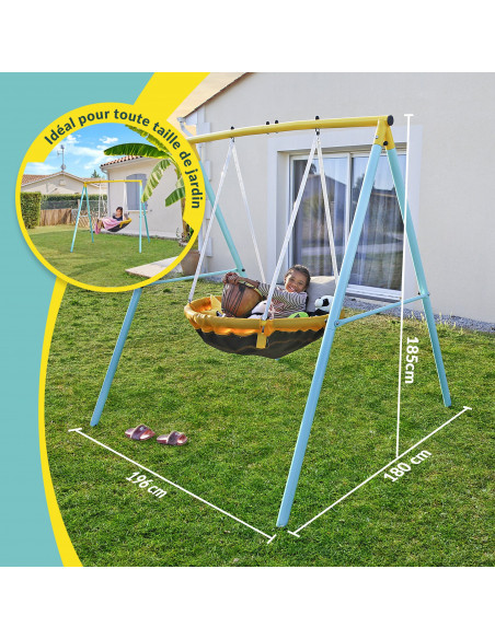 Kinderbalance - Portico Vogelnest Balance - 2 Kinder gleichzeitig - Max. Gewicht 90 kg - Ideale kleine Gärten