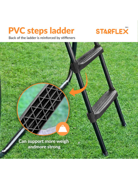 Universalleiter für Trampolin (breite PVC-Stufen - Variable Höhe 65 ~ 100cm)