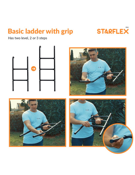 Universalleiter für Trampolin (breite PVC-Stufen - Variable Höhe 65 ~ 100cm)